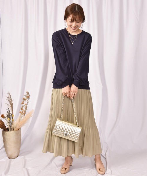 LEAD(リード)の「綿コットン100%シンプル長袖カットソートップス TOPS(Tシャツ/カットソー・レディース・ブラック/ネイビー/オフホワイト/カーキ/キャメル/ライトアッシュグレー・FREE)」の14枚目の写真