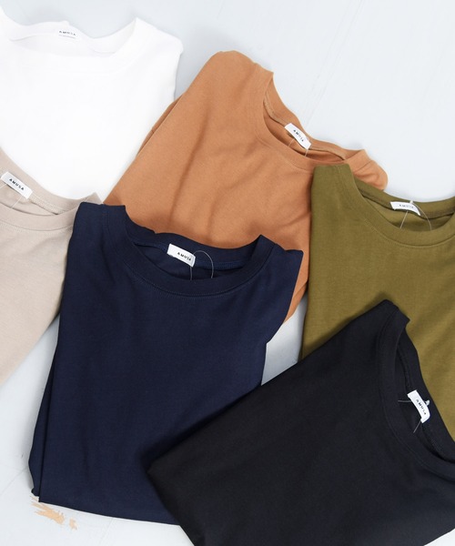 LEAD(リード)の「綿コットン100%シンプル長袖カットソートップス TOPS(Tシャツ/カットソー・レディース・ブラック/ネイビー/オフホワイト/カーキ/キャメル/ライトアッシュグレー・FREE)」の22枚目の写真
