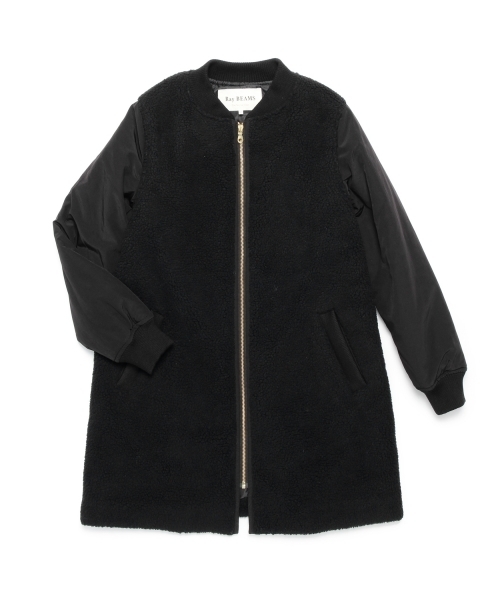 Ray BEAMS（レイビームス）の「Ray BEAMS / ボア タフタ ZIP コート（その他アウター・レディース・ブラック/ベージュ・1/0）」の3枚目の写真