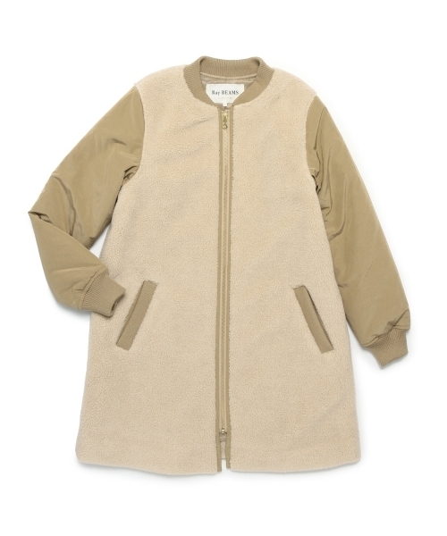 Ray BEAMS（レイビームス）の「Ray BEAMS / ボア タフタ ZIP コート（その他アウター・レディース・ブラック/ベージュ・1/0）」の4枚目の写真