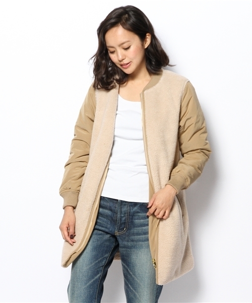 Ray BEAMS（レイビームス）の「Ray BEAMS / ボア タフタ ZIP コート（その他アウター・レディース・ブラック/ベージュ・1/0）」の21枚目の写真