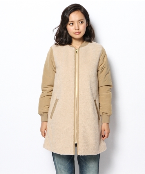 Ray BEAMS（レイビームス）の「Ray BEAMS / ボア タフタ ZIP コート（その他アウター・レディース・ブラック/ベージュ・1/0）」の20枚目の写真