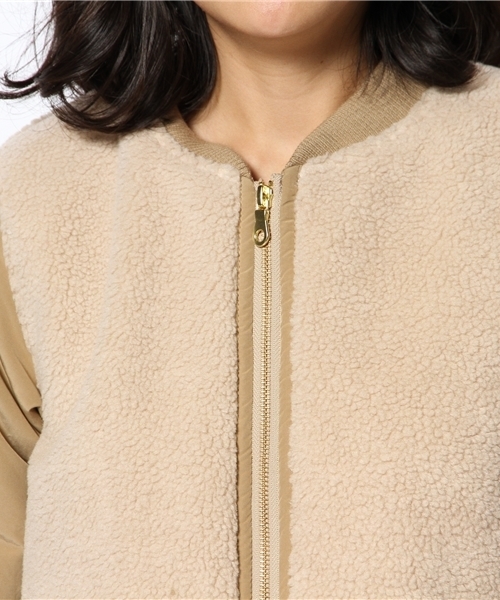 Ray BEAMS（レイビームス）の「Ray BEAMS / ボア タフタ ZIP コート（その他アウター・レディース・ブラック/ベージュ・1/0）」の12枚目の写真