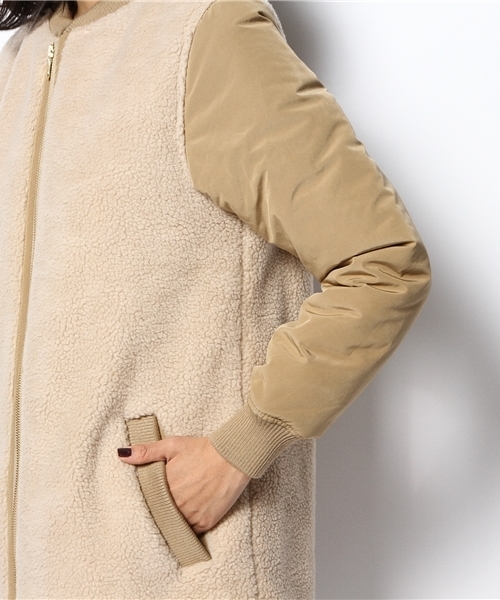 Ray BEAMS（レイビームス）の「Ray BEAMS / ボア タフタ ZIP コート（その他アウター・レディース・ブラック/ベージュ・1/0）」の13枚目の写真