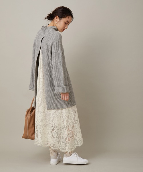 ADAM ET ROPE'(アダムエロペ)の「【セットアイテム】レイヤードニットワンピース(ワンピース・レディース・ライトグレー/ブラック・FREE)」の11枚目の写真