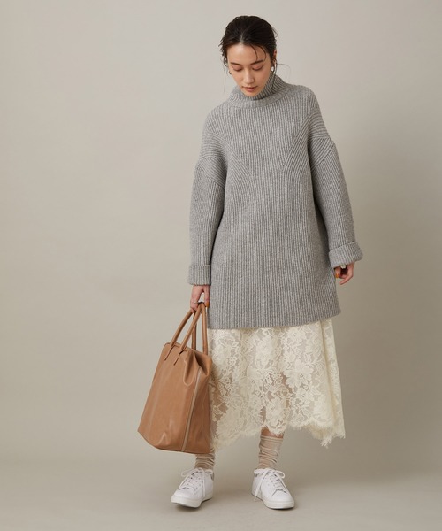 ADAM ET ROPE'(アダムエロペ)の「【セットアイテム】レイヤードニットワンピース(ワンピース・レディース・ライトグレー/ブラック・FREE)」の3枚目の写真