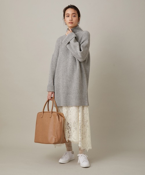 ADAM ET ROPE'(アダムエロペ)の「【セットアイテム】レイヤードニットワンピース(ワンピース・レディース・ライトグレー/ブラック・FREE)」の5枚目の写真