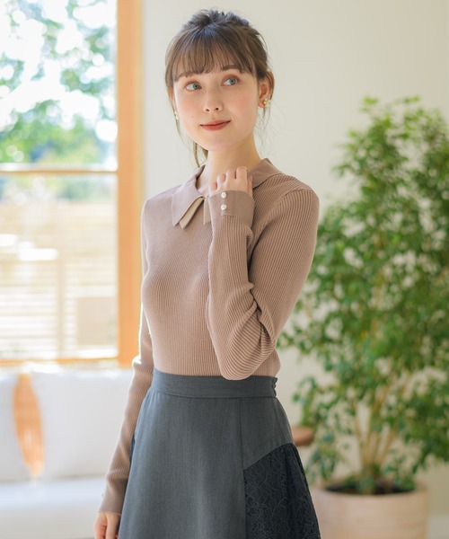 rene ルネ 襟付きニットトップス ルネ Rene 襟付きリブニットトップス フォクシー tocca｜Yahoo