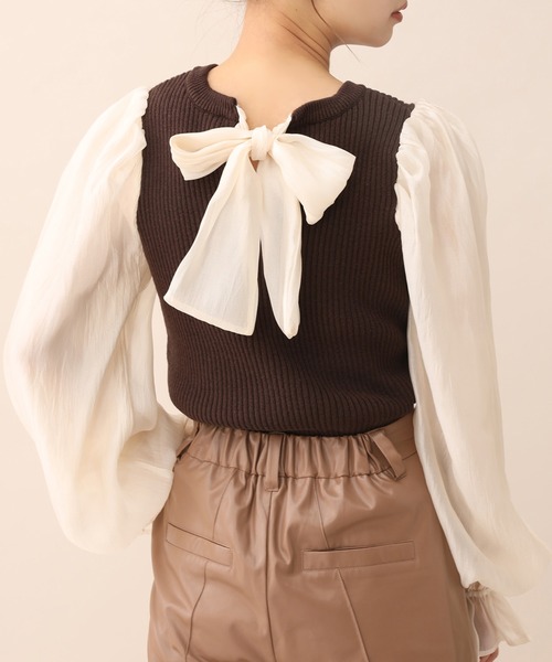 one after another NICE CLAUP（ワンアフターアナザーナイスクラップ）の「異素材コンシャスニット（ニット/セーター・レディース・アイボリー/ブラック/グレー/ブラウン・FREE）」の4枚目の写真