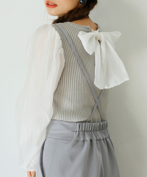 one after another NICE CLAUP（ワンアフターアナザーナイスクラップ）の「異素材コンシャスニット（ニット/セーター・レディース・アイボリー/ブラック/グレー/ブラウン・FREE）」の3枚目の写真