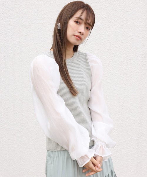 one after another NICE CLAUP（ワンアフターアナザーナイスクラップ）の「異素材コンシャスニット（ニット/セーター・レディース・アイボリー/ブラック/グレー/ブラウン・FREE）」の21枚目の写真