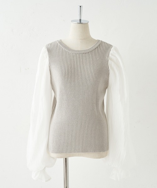one after another NICE CLAUP（ワンアフターアナザーナイスクラップ）の「異素材コンシャスニット（ニット/セーター・レディース・アイボリー/ブラック/グレー/ブラウン・FREE）」の11枚目の写真