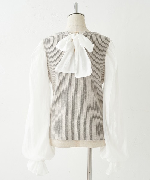 one after another NICE CLAUP（ワンアフターアナザーナイスクラップ）の「異素材コンシャスニット（ニット/セーター・レディース・アイボリー/ブラック/グレー/ブラウン・FREE）」の19枚目の写真