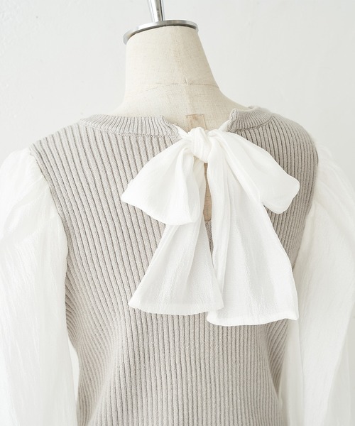 one after another NICE CLAUP（ワンアフターアナザーナイスクラップ）の「異素材コンシャスニット（ニット/セーター・レディース・アイボリー/ブラック/グレー/ブラウン・FREE）」の8枚目の写真