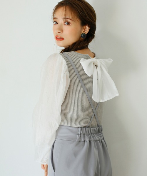 one after another NICE CLAUP（ワンアフターアナザーナイスクラップ）の「異素材コンシャスニット（ニット/セーター・レディース・アイボリー/ブラック/グレー/ブラウン・FREE）」の10枚目の写真