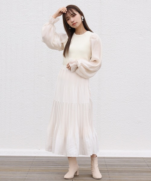 one after another NICE CLAUP（ワンアフターアナザーナイスクラップ）の「異素材コンシャスニット（ニット/セーター・レディース・アイボリー/ブラック/グレー/ブラウン・FREE）」の6枚目の写真