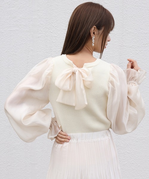 one after another NICE CLAUP（ワンアフターアナザーナイスクラップ）の「異素材コンシャスニット（ニット/セーター・レディース・アイボリー/ブラック/グレー/ブラウン・FREE）」の17枚目の写真