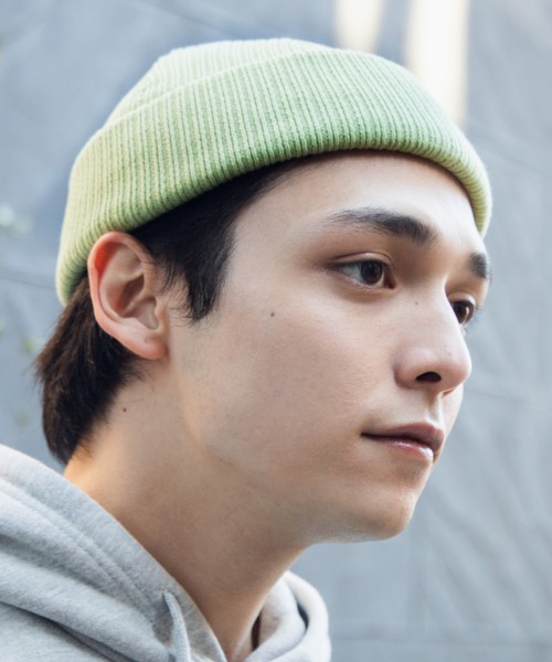 WEGO（ウィゴー）の「WEGO/コットン2WAYショートニットキャップ（ニットキャップ/ビーニー・メンズ・オフホワイト/グリーン系その他/ベージュ/ライトピンク/杢グレー/ダークグレー/ブルー/ブラック/ライトパープル・FREE）」の6枚目の写真