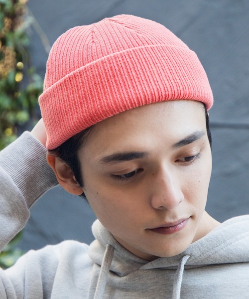 WEGO（ウィゴー）の「WEGO/コットン2WAYショートニットキャップ（ニットキャップ/ビーニー・メンズ・オフホワイト/グリーン系その他/ベージュ/ライトピンク/杢グレー/ダークグレー/ブルー/ブラック/ライトパープル・FREE）」の9枚目の写真