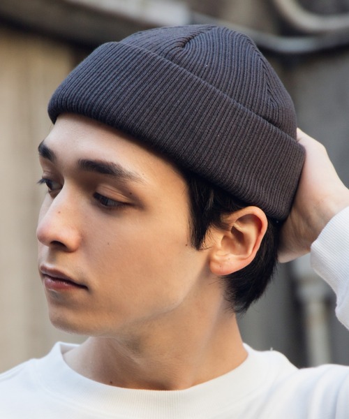 WEGO（ウィゴー）の「WEGO/コットン2WAYショートニットキャップ（ニットキャップ/ビーニー・メンズ・オフホワイト/グリーン系その他/ベージュ/ライトピンク/杢グレー/ダークグレー/ブルー/ブラック/ライトパープル・FREE）」の3枚目の写真