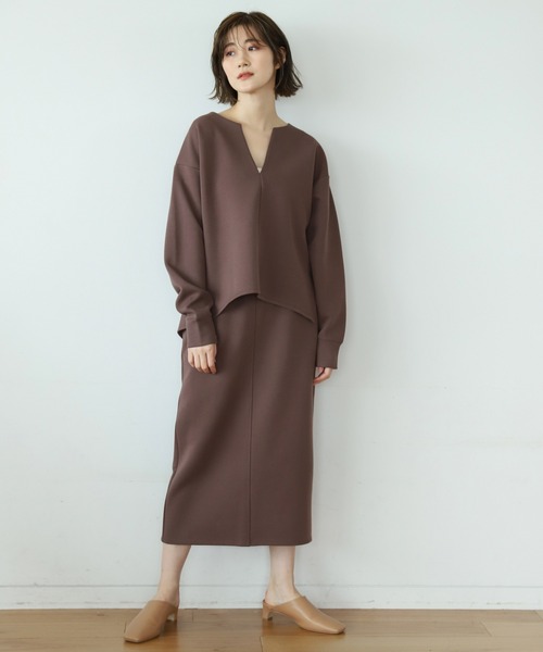 A part by（アパートバイ）の「CoPoキーネックセットアップ　935131（ワンピース・レディース・アイボリー/ベージュ系その他・FREE）」の2枚目の写真