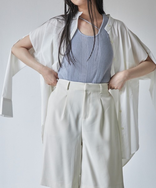 Solace（ソレイス）の「ショルダースリットバンドカラーシャツ/solace（シャツ/ブラウス・レディース・ホワイト/ブルー/グリーン・FREE）」の3枚目の写真