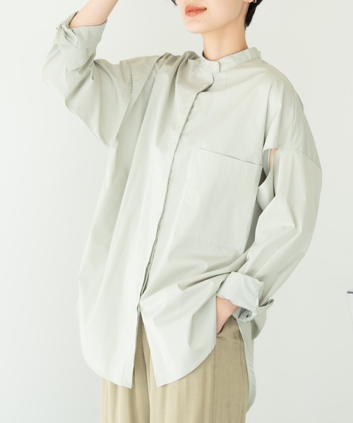 Solace（ソレイス）の「ショルダースリットバンドカラーシャツ/solace（シャツ/ブラウス・レディース・ホワイト/ブルー/グリーン・FREE）」の5枚目の写真