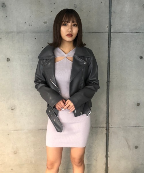 ENVYM（アンビー）の「ライダースＪＫ（ライダースジャケット・レディース・グレー/ブラック・FREE）」の8枚目の写真