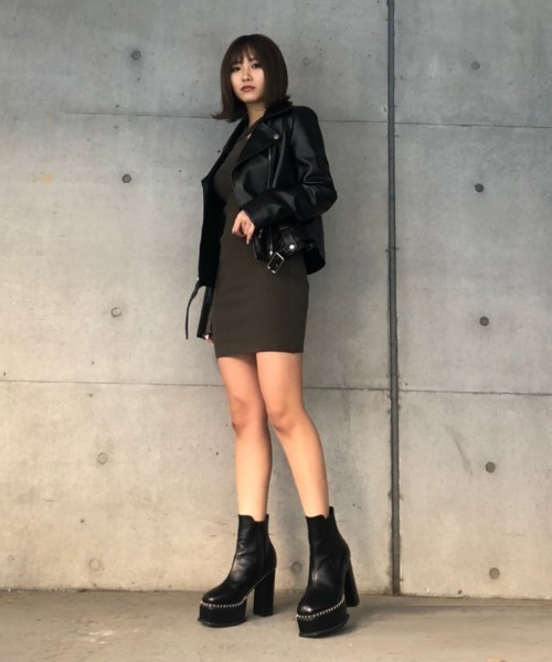 ENVYM（アンビー）の「ライダースＪＫ（ライダースジャケット・レディース・グレー/ブラック・FREE）」の3枚目の写真