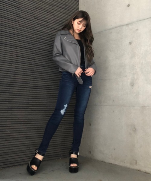 ENVYM（アンビー）の「ライダースＪＫ（ライダースジャケット・レディース・グレー/ブラック・FREE）」の11枚目の写真