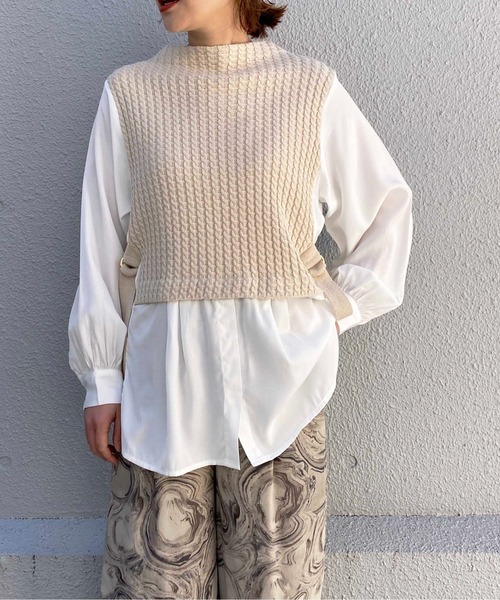 PICCIN(ピッチン)の「ベストシャツドッキングプルオーバー(シャツ/ブラウス・レディース・ブラック/ベージュ/オフホワイト/ホワイト系その他・M)」の4枚目の写真