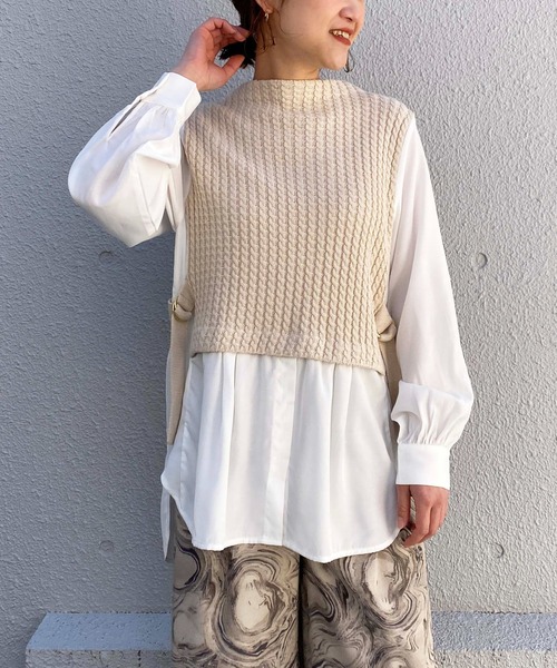 PICCIN(ピッチン)の「ベストシャツドッキングプルオーバー(シャツ/ブラウス・レディース・ブラック/ベージュ/オフホワイト/ホワイト系その他・M)」の17枚目の写真
