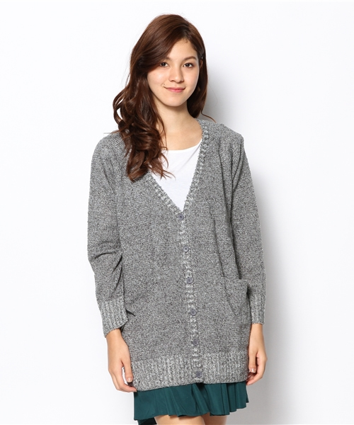 LBC(エルビーシー)の「7G杢ブークレービッグカーディガン(カーディガン/ボレロ・レディース・オフホワイト/アッシュグレー/ワインレッド・MEDIUM)」の3枚目の写真