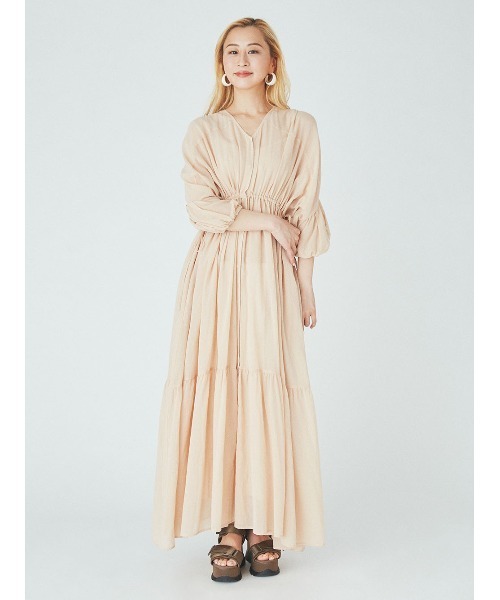 emmi（エミ）の「【emmi yoga】Select by aya yoga シフォンワンピース（ワンピース・レディース・オレンジ/アイボリー・1/0）」の18枚目の写真