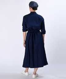 【美品】45R オックスフォードのタックシャツドレス（インディゴ） 45R（フォーティファイブアール）の「オックスフォードのタックシャツ