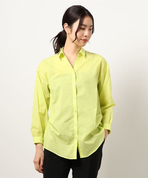 Q（キュー）の「コットンボイルスキッパーシャツ（シャツ/ブラウス・レディース・グレー/ライム/アイボリー・MEDIUM）」の7枚目の写真