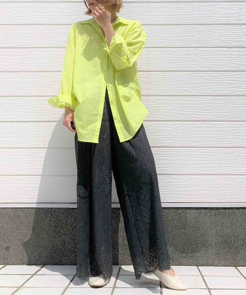 Q（キュー）の「コットンボイルスキッパーシャツ（シャツ/ブラウス・レディース・グレー/ライム/アイボリー・MEDIUM）」の13枚目の写真