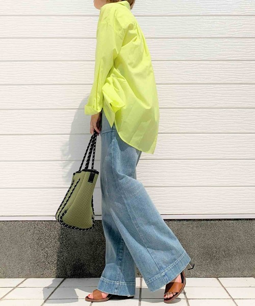 Q（キュー）の「コットンボイルスキッパーシャツ（シャツ/ブラウス・レディース・グレー/ライム/アイボリー・MEDIUM）」の9枚目の写真