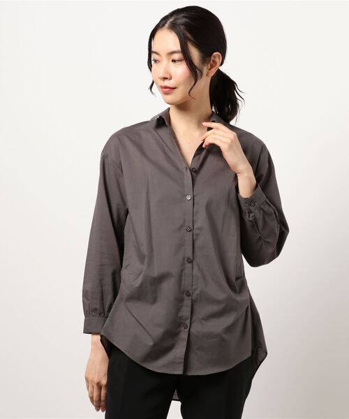 Q（キュー）の「コットンボイルスキッパーシャツ（シャツ/ブラウス・レディース・グレー/ライム/アイボリー・MEDIUM）」の8枚目の写真