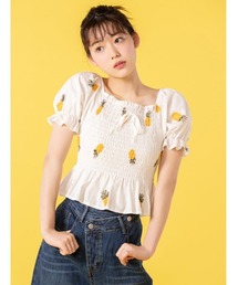 fifth calin | 総柄刺繍パフスリーブブラウス(シャツ/ブラウス)