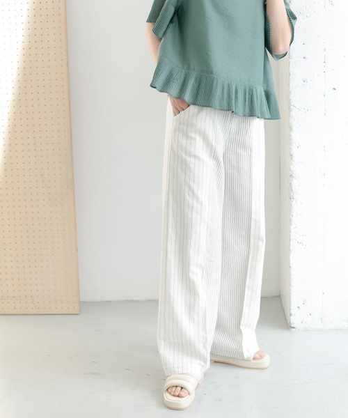 KBF（ケイビーエフ）の「マルチパターンワイドパンツ（その他パンツ・レディース・ホワイト/ベージュ/グリーン・ONE）」の2枚目の写真