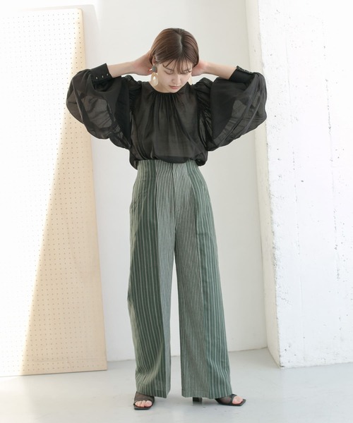 KBF（ケイビーエフ）の「マルチパターンワイドパンツ（その他パンツ・レディース・ホワイト/ベージュ/グリーン・ONE）」の5枚目の写真