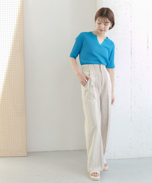 KBF（ケイビーエフ）の「マルチパターンワイドパンツ（その他パンツ・レディース・ホワイト/ベージュ/グリーン・ONE）」の8枚目の写真