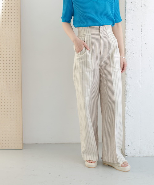 KBF（ケイビーエフ）の「マルチパターンワイドパンツ（その他パンツ・レディース・ホワイト/ベージュ/グリーン・ONE）」の9枚目の写真