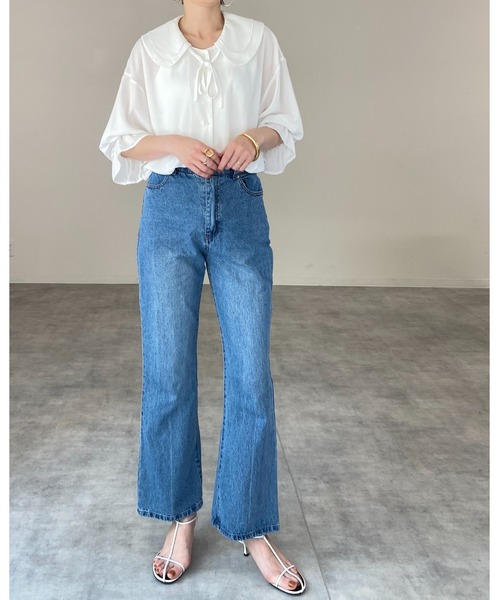 She's Closet(シーズクローゼット)の「ビッグカラーセーラーカラー5部袖シフォンリボンブラウス(シャツ/ブラウス・レディース・ブラック/ホワイト・FREE)」の22枚目の写真