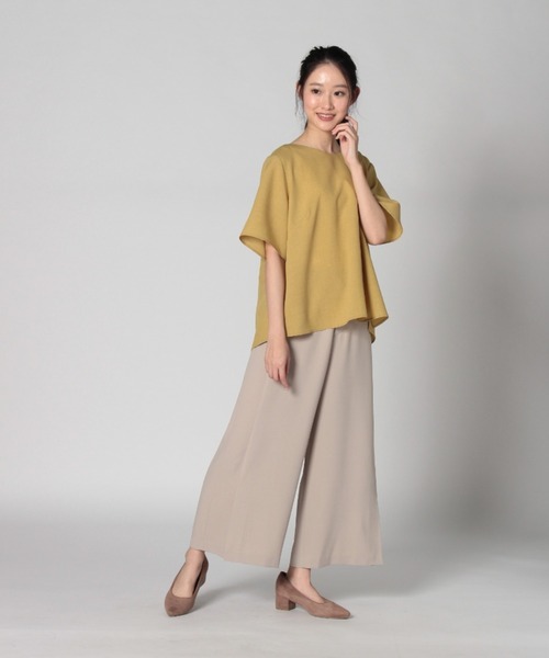 fleur by mint breeze(フルールバイミントブリーズ)の「【M~5L】麻調 ストレッチ ワイドパンツ(その他パンツ・レディース・ベージュ/グリーン/ブラック・4L/M/LL/L/3L/5L)」の4枚目の写真