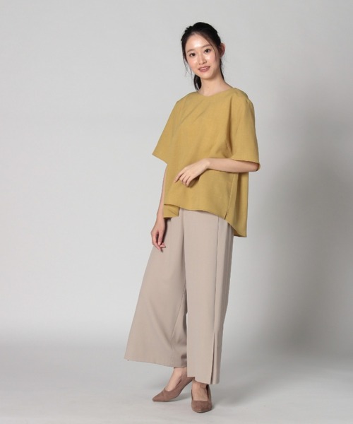 fleur by mint breeze(フルールバイミントブリーズ)の「【M~5L】麻調 ストレッチ ワイドパンツ(その他パンツ・レディース・ベージュ/グリーン/ブラック・4L/M/LL/L/3L/5L)」の7枚目の写真