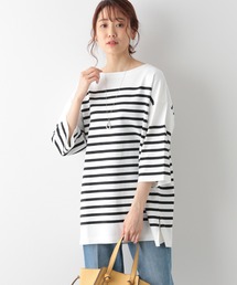 GLOBAL WORK | バスクボーダーチュニック6分袖/ 951582(Tシャツ/カットソー)