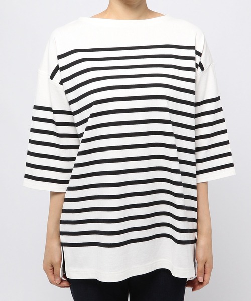 GLOBAL WORK（グローバルワーク）の「バスクボーダーチュニック6分袖/ 951582（Tシャツ/カットソー・レディース・その他/ブルー系その他・FREE）」の3枚目の写真