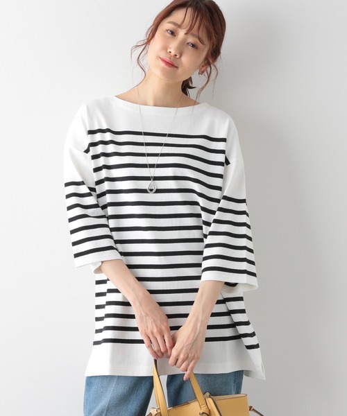 GLOBAL WORK（グローバルワーク）の「バスクボーダーチュニック6分袖/ 951582（Tシャツ/カットソー・レディース・その他/ブルー系その他・FREE）」の14枚目の写真